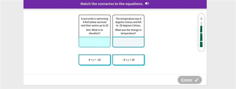 Match the scenarios to the equations.-example-1