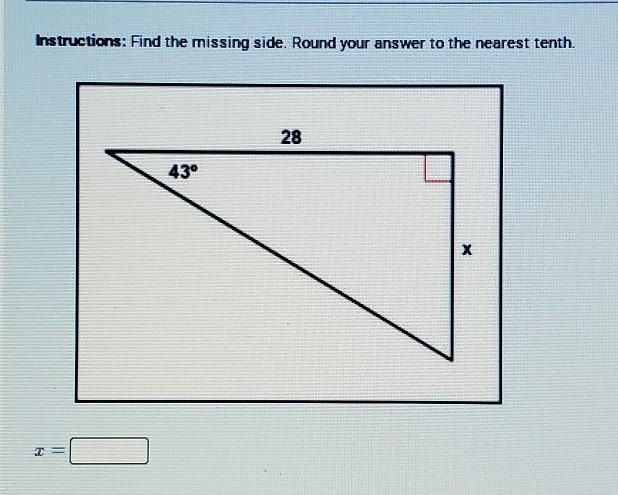 Find the missing side. round your answer to the nearest tenth​-example-1