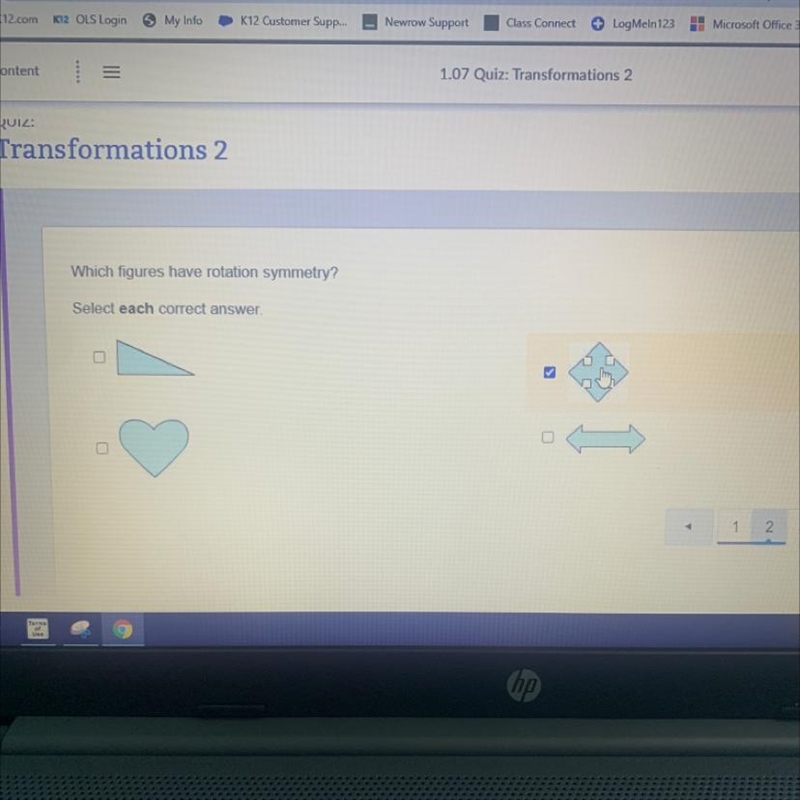 Which figures have rotation symmetry? Select each correct answer-example-1