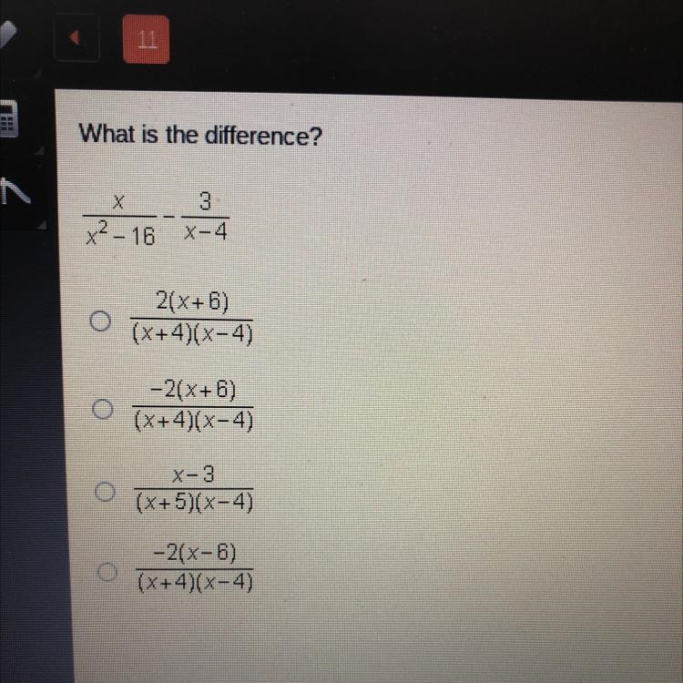 What is the difference? X/x^2-16 - 3/x-4-example-1