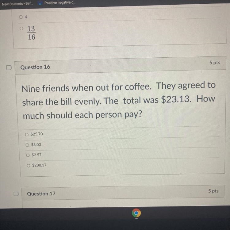 Nine friends when out for coffee. They agreed to share the bill evenly. The total-example-1