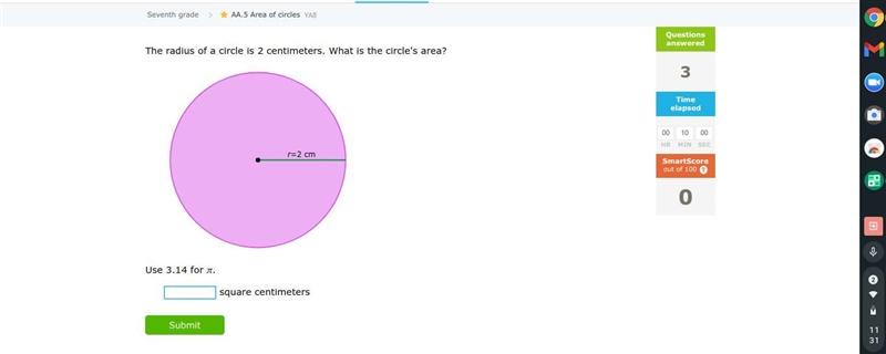 What is the area of the circle-example-1