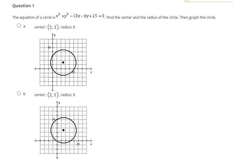 The equation of a circle is . Find the center and the radius of the circle. Then graph-example-1