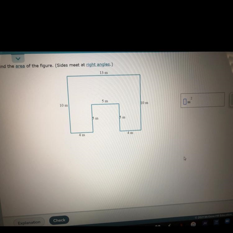 Find the area of the figure. Sides meet at right angles NO LINKS-example-1