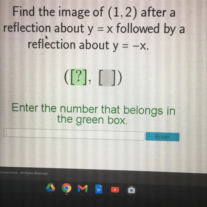 Find the image of (1,2) after a reflection about y = x followed by a reflection about-example-1