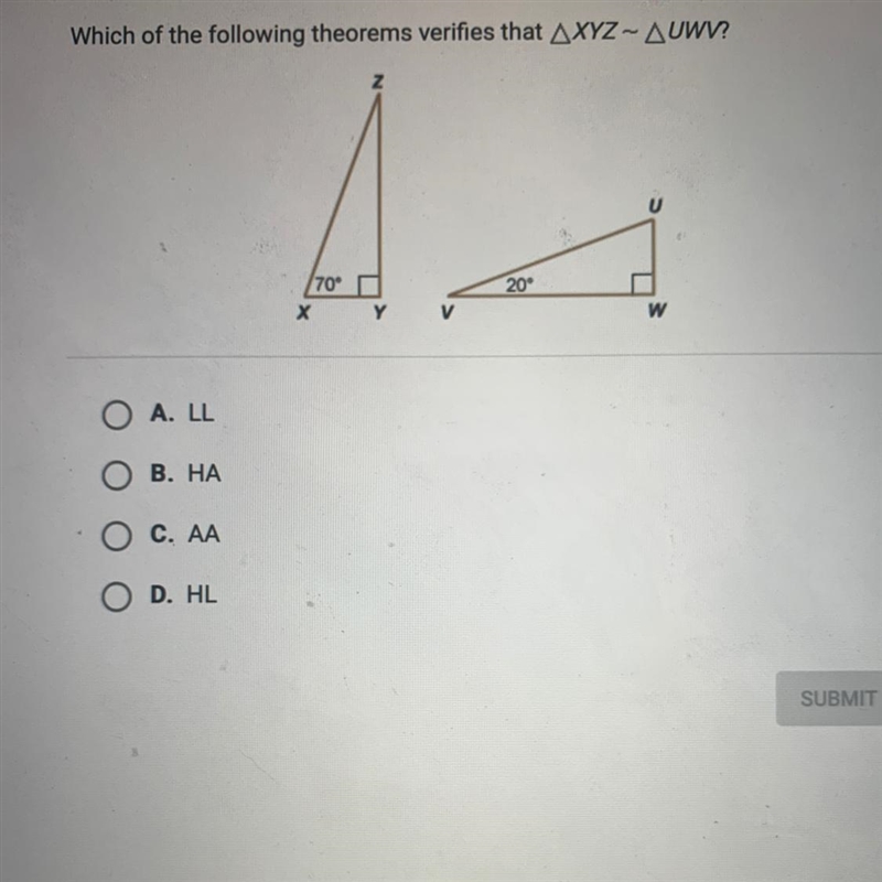 Which of the following theorems verifies that XYZ - UWV-example-1