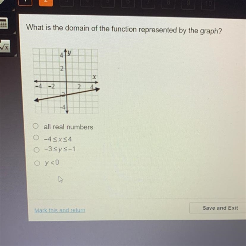 What is the domain of the function represented by the graph-example-1