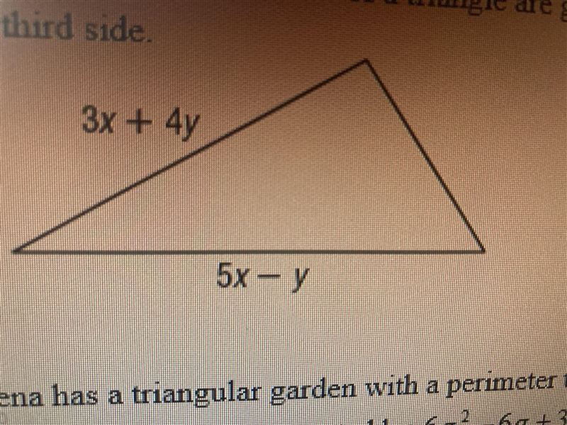 The measure of two side of a triangle are given if p is the perimeter and p=18x+9y-example-1