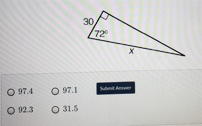 For the given right triangle, find the value x to the nearest tenth:​-example-1