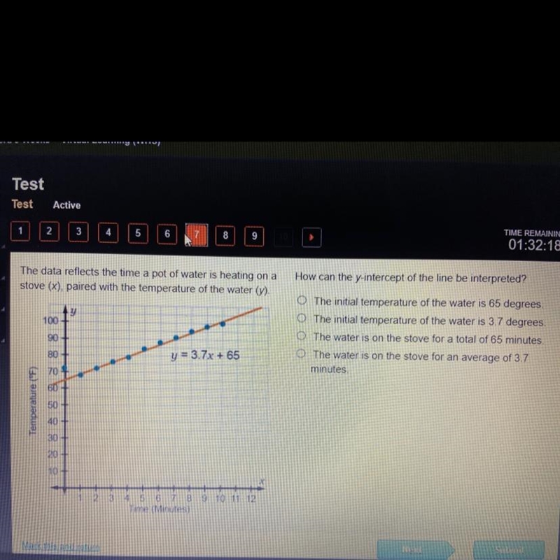 PLS HELP BEING TIMED!!!! The data reflects the time a pot of water is heating on a-example-1