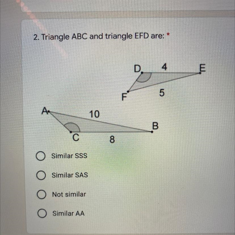 2. Triangle ABC and triangle EFD ARE ?PLEASE HELP-example-1