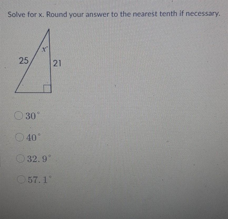 Solve for x. round your answer to the nearest tenth if necassary.​-example-1