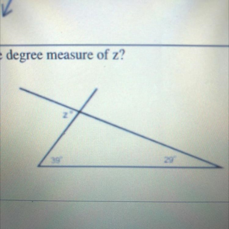 What is the degree measure of z A.29 B.39 C.68 D.41-example-1