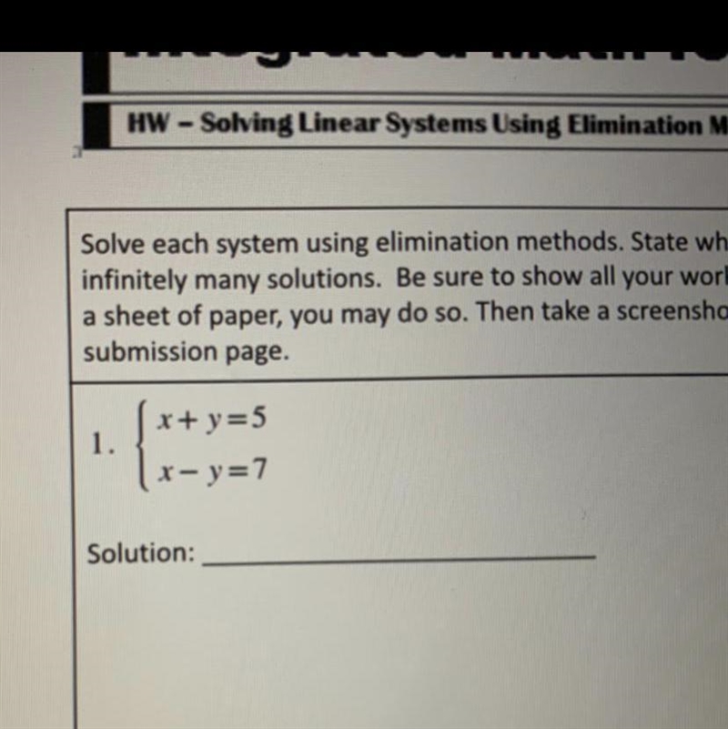 I need help with solving this question with the elimination method since my teacher-example-1