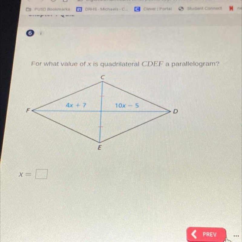 Asap? for what value of x is quadrilateral CSEF a parallelogram-example-1