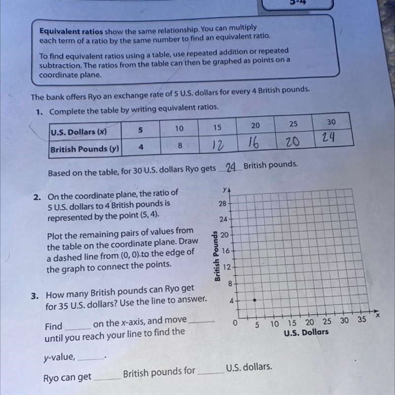 How many British pounds can Ryo get for 35 U.S. dollars? Use the line to answer.-example-1