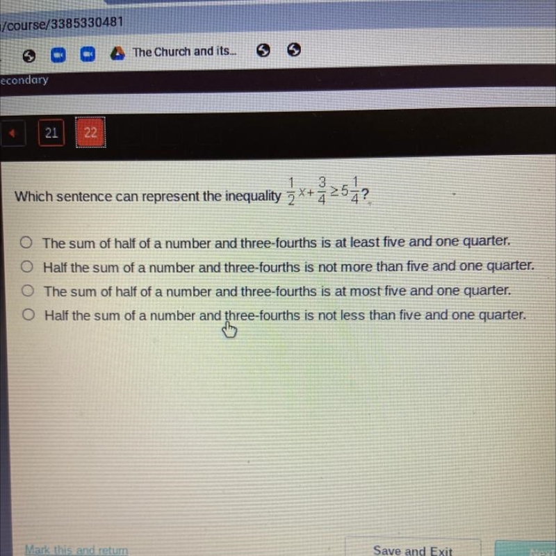 Which sentence can represent the inequality x+2254?.-example-1