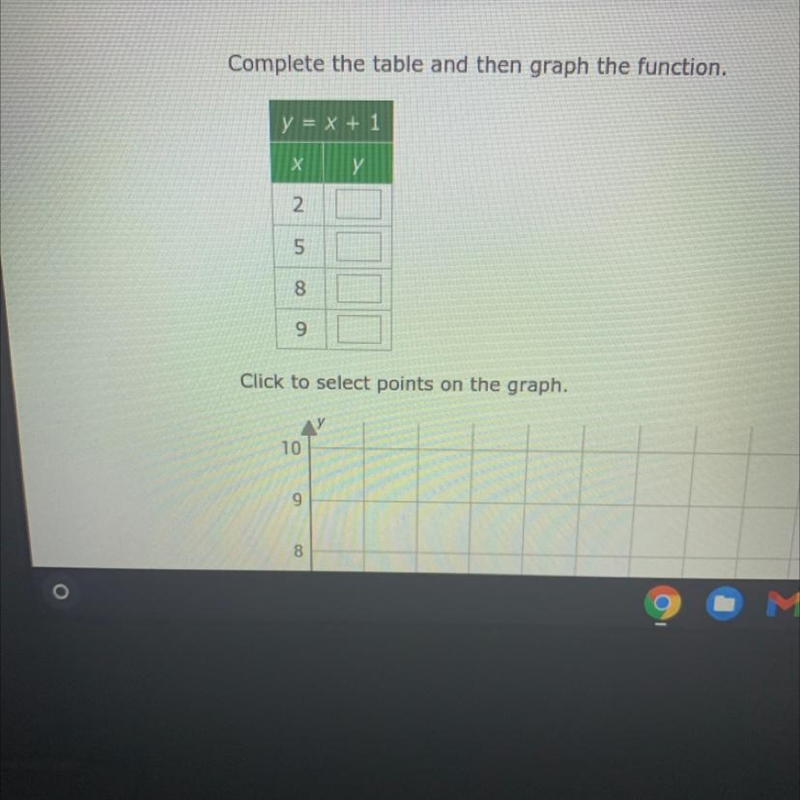 Complete the table and then graph the function. y = x + 1 look at photo-example-1