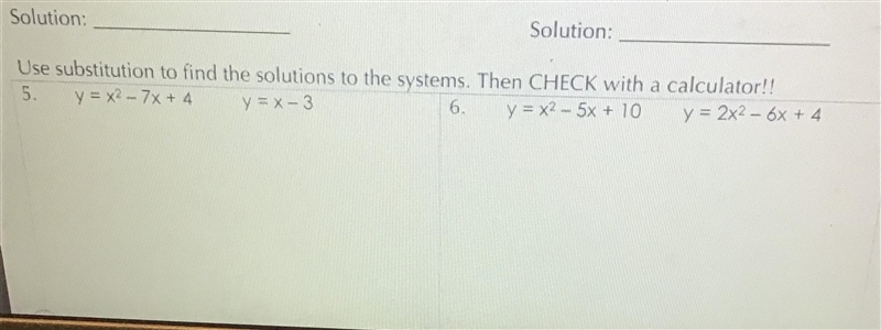 Use substitution to find the solutions to the systems.-example-1