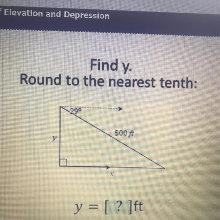 Find y. Round to the nearest tenth: 29 500 ft-example-1