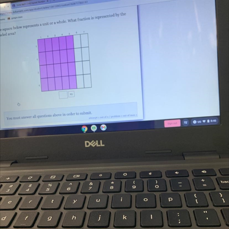 The square below represents a unit or a whole. What fraction is represented by the-example-1