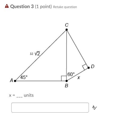 Please help!! x = ___ units-example-1