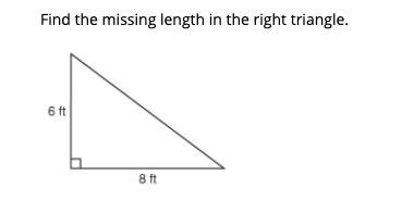 Find the missing length in the right triangle.-example-1