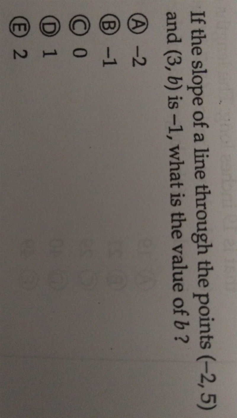 HELPPPPPP. If the slope of a line through the points (-2,5) and (3, b) is -1, what-example-1