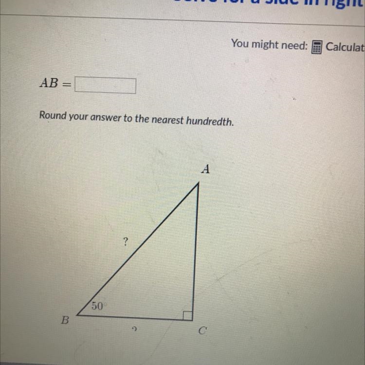 Solve for a side in right triangles-example-1