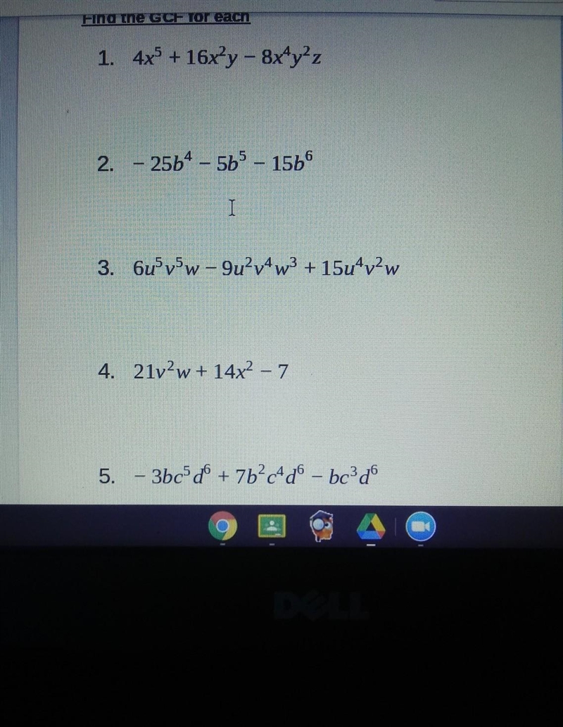 Can anyone please help me out? I have to find the Greatest Common Factor for each-example-1