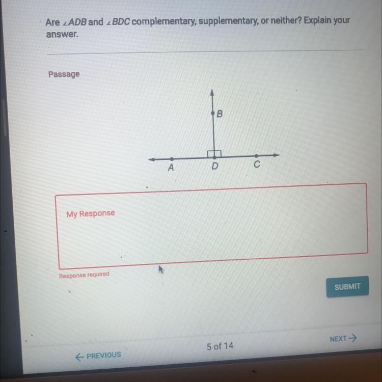 Are ADB and BDC complementary, supplementary, or neither? Explain.-example-1