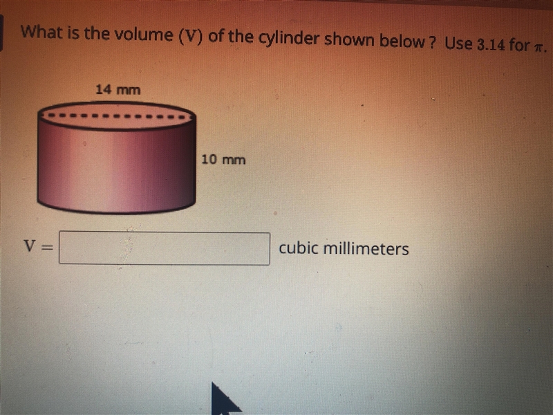 What is the volume of the cylinder shown below?-example-1