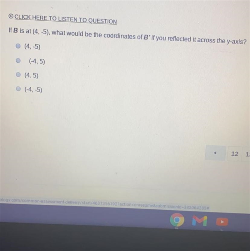 If B is at (4,-5), what would be the coordinates of B if you reflected across the-example-1