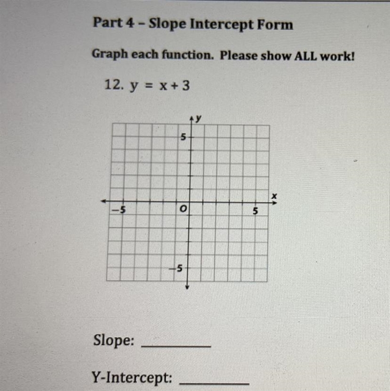 Slope intercept Form y = x + 3-example-1