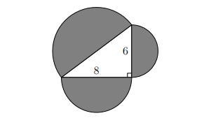 Semicircles are constructed on the three sides of a triangle as shown below. Find-example-1