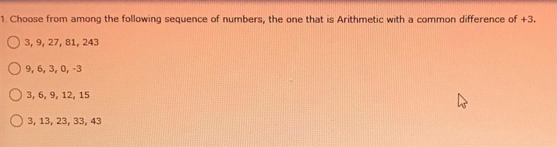 Choose from among the following sequence of numbers the one that is arithmetic with-example-1