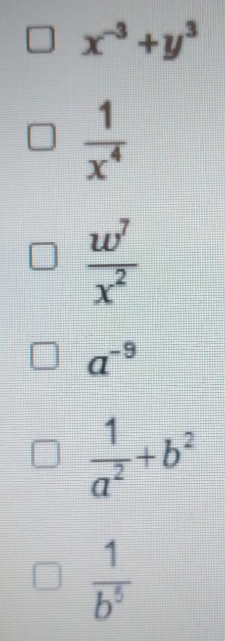 Which expressions are in the simplest form? Check all that apply. (Please help, I-example-1