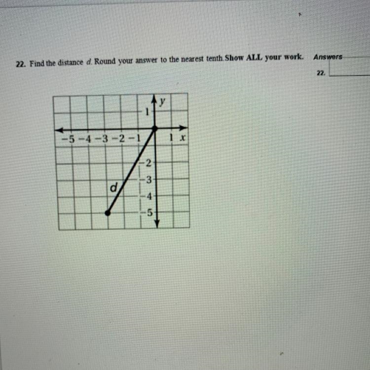 Find the distance d. Round your answer to the nearest tenth. Show all your work. Thanksss-example-1