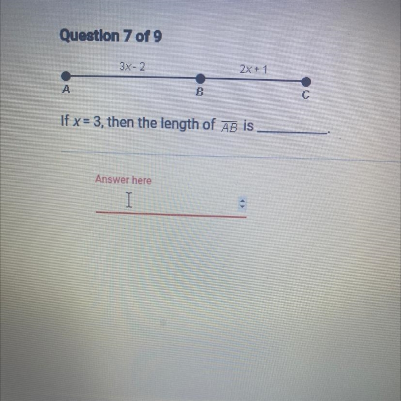 If x= 3, then the length of AB is-example-1