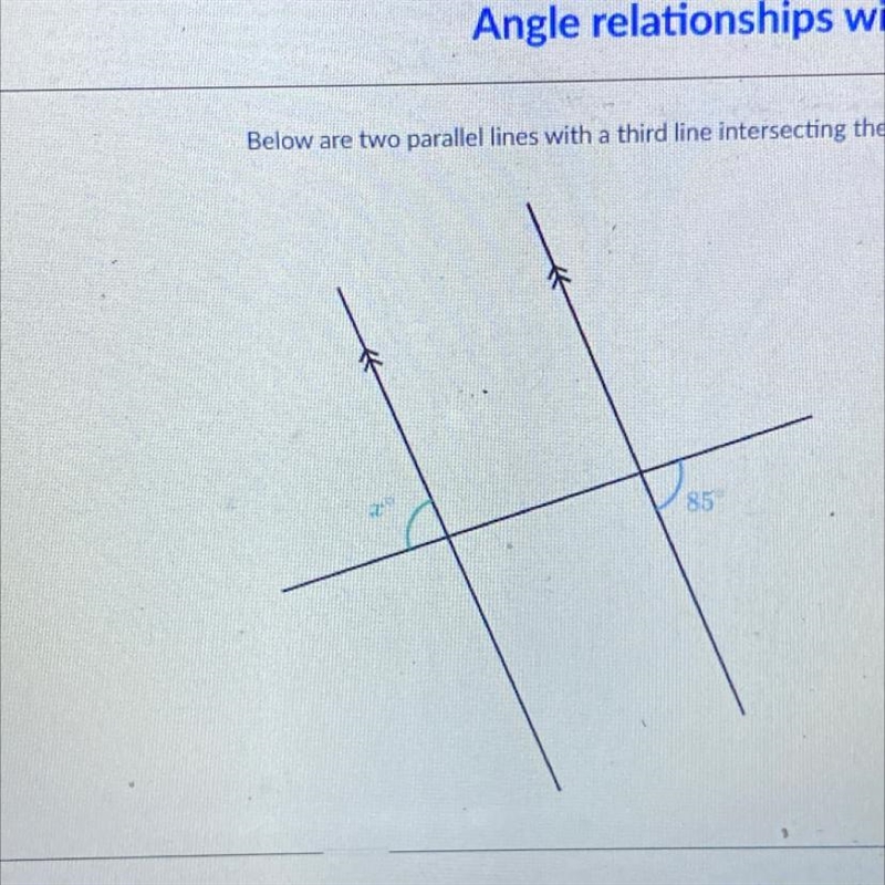 Below are two parallel lines with a third line intersecting them.-example-1