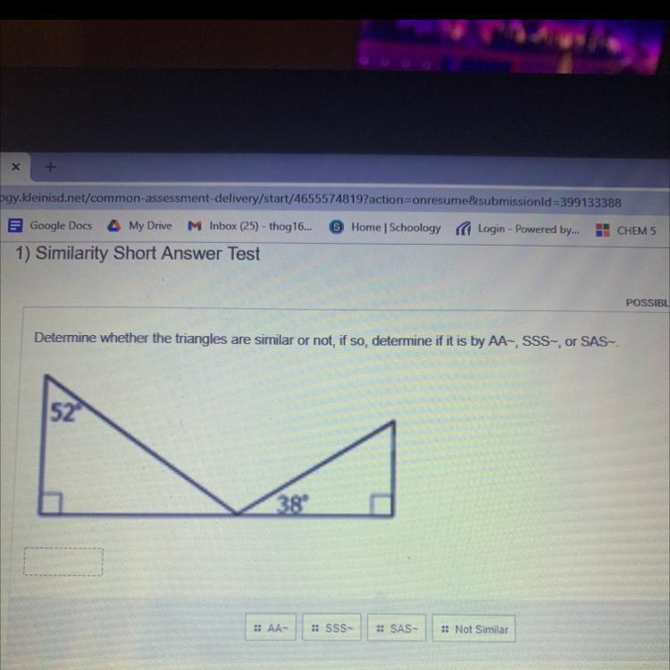 Determine whether the triangles are similar or not, if so, determine if it is by AA-example-1