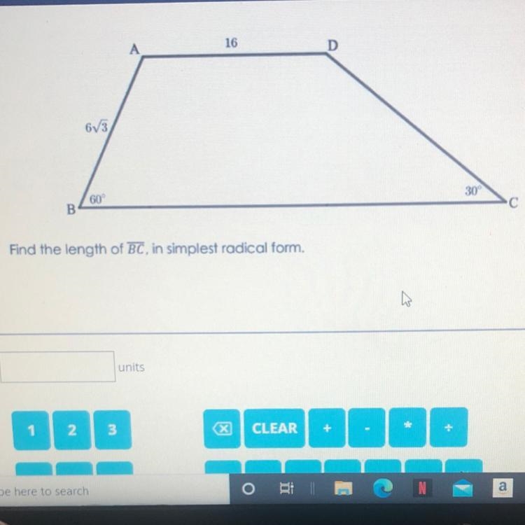 Find the length of BC, in simplest radical form.-example-1