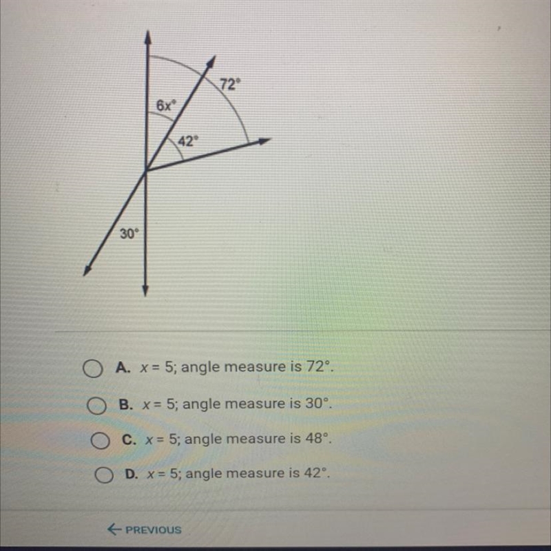 Find the value of x and the measure of the angle labeled 6xº.-example-1