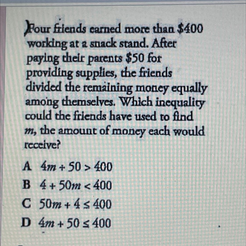 Hour friends earned more than $400 working at a stack stand. After paying their parents-example-1