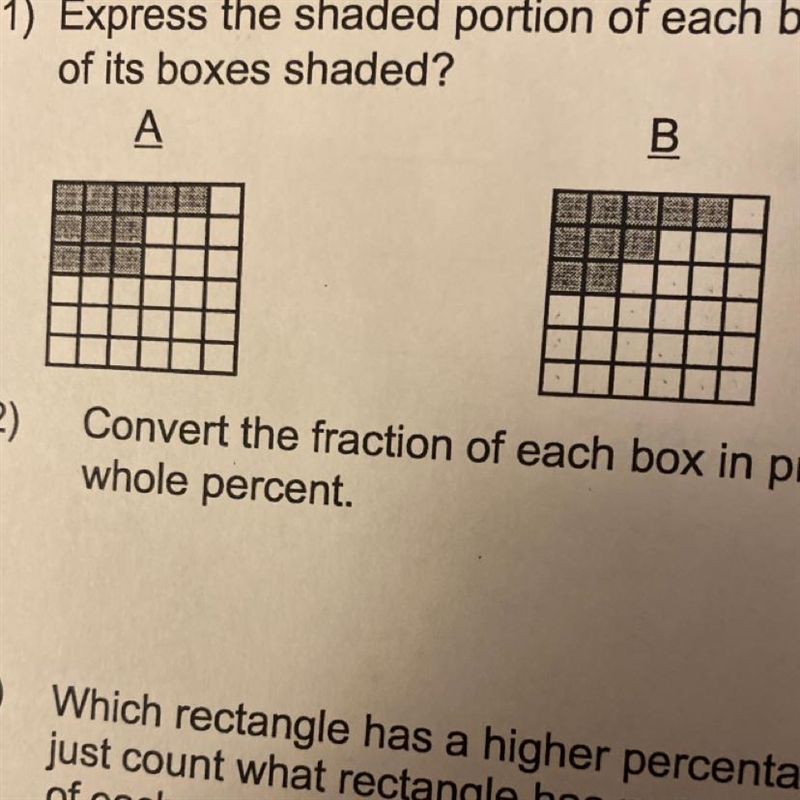 Express the shaded portion of each box using fractions. Which box has a higher fraction-example-1