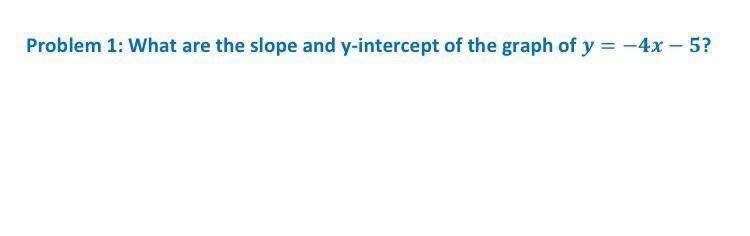 What are the Slope and y- Intercept of the graph y= -4x - 5-example-1