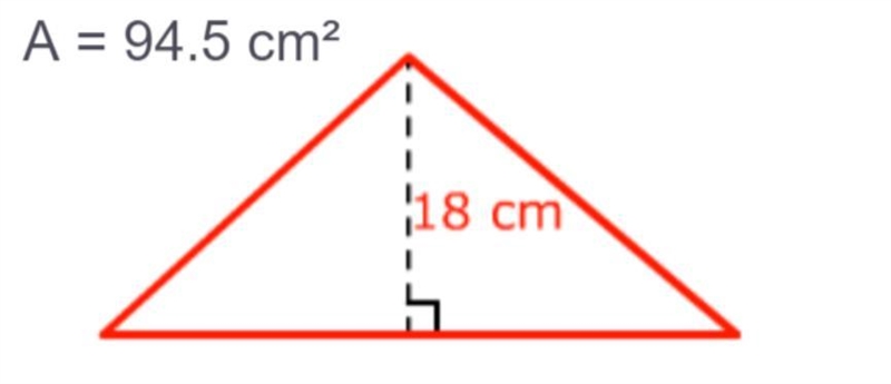 Find the base of the triangle when the area is 94.5-example-1