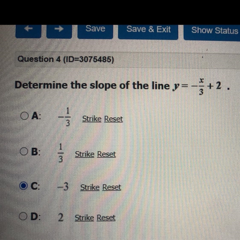 Determine the slope of the line y= x/3 +2 . I already did it just wanna know if it-example-1