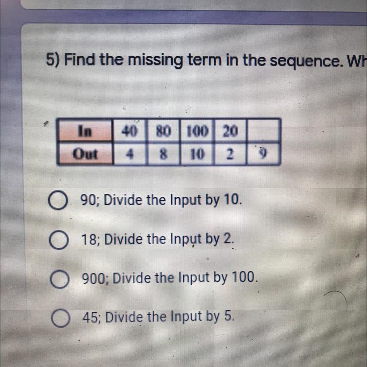 5) Find the missing term in the sequence. What rule did you use?*-example-1