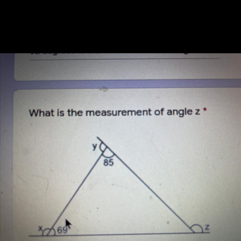 What is the measurement of angle z PLSS HELP ASAP!!!-example-1